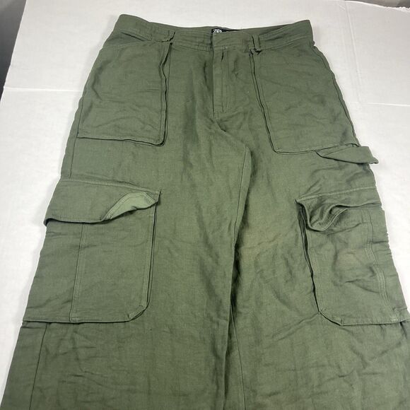 Zara Wide Leg Cargo Pants Comfort Soft Knit Wide Leg Y2K Baggy Gorpcore LARGE - Picture 3 of 14
